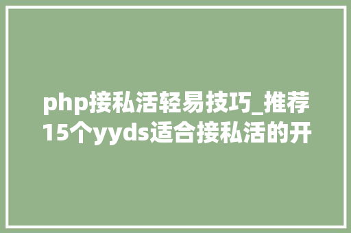 php接私活轻易技巧_推荐15个yyds适合接私活的开源项目