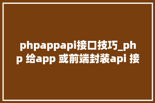 phpappapi接口技巧_php 给app 或前端封装api 接口json格式