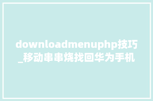 downloadmenuphp技巧_移动串串烧找回华为手机的应用隐藏功能