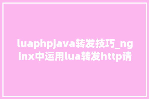luaphpjava转发技巧_nginx中运用lua转发http请求至https跳过证书