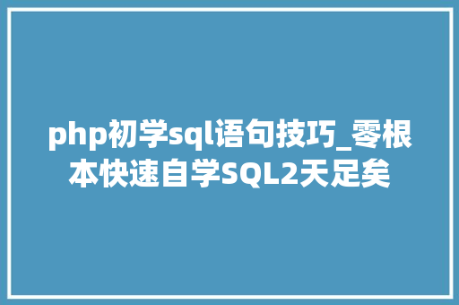 php初学sql语句技巧_零根本快速自学SQL2天足矣