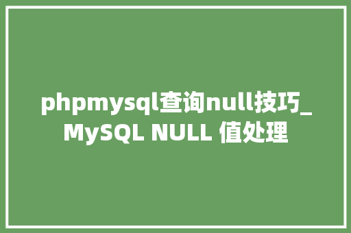 phpmysql查询null技巧_MySQL NULL 值处理 phpmysql查询null技巧_MySQL NULL 值处理 网站推广