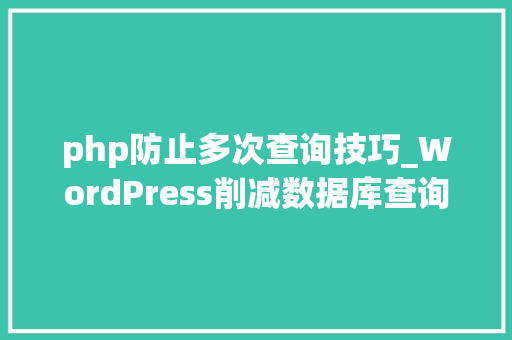 php防止多次查询技巧_WordPress削减数据库查询次数方法