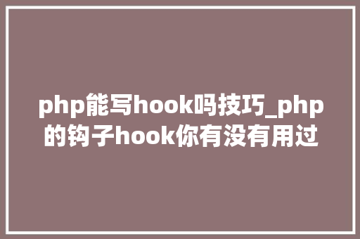 php能写hook吗技巧_php的钩子hook你有没有用过