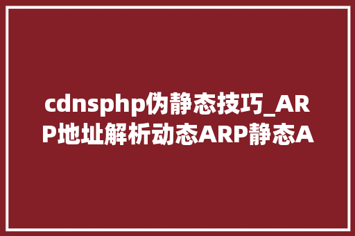 cdnsphp伪静态技巧_ARP地址解析动态ARP静态ARP一分钟理解下
