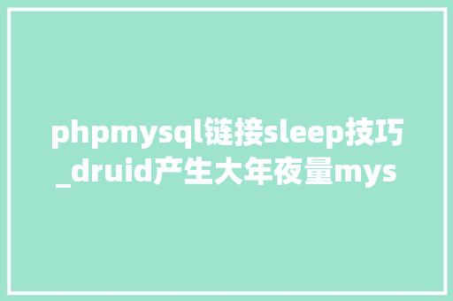 phpmysql链接sleep技巧_druid产生大年夜量mysql的sleep连接