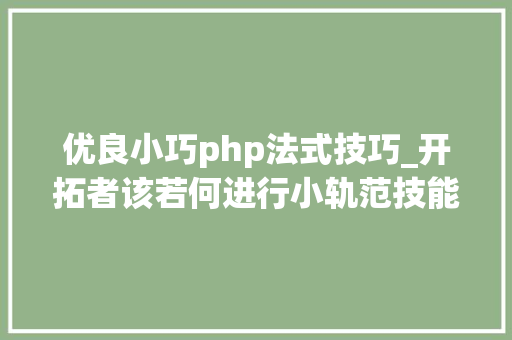 优良小巧php法式技巧_开拓者该若何进行小轨范技能选型