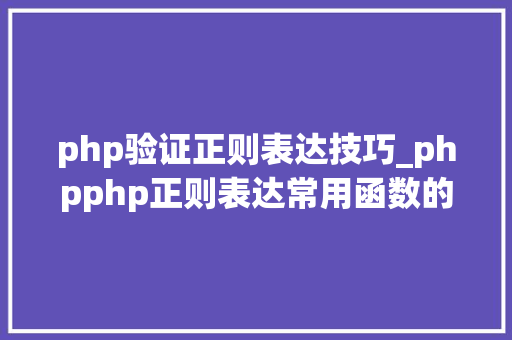 php验证正则表达技巧_phpphp正则表达常用函数的总结代码示例