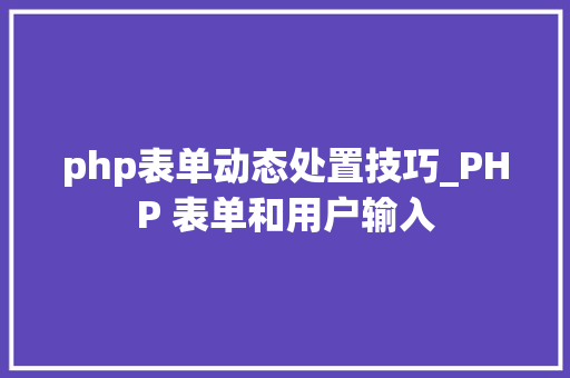 php表单动态处置技巧_PHP 表单和用户输入