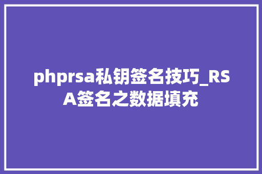 phprsa私钥签名技巧_RSA签名之数据填充