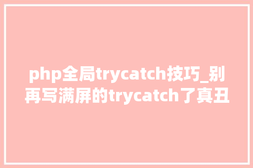 php全局trycatch技巧_别再写满屏的trycatch了真丑全局异常处理不会吗