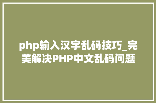 php输入汉字乱码技巧_完美解决PHP中文乱码问题