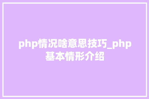php情况啥意思技巧_php基本情形介绍
