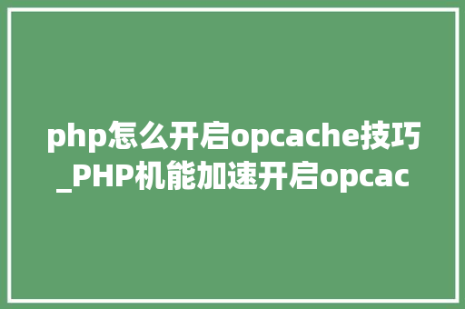 php怎么开启opcache技巧_PHP机能加速开启opcache