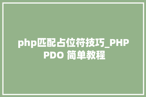 php匹配占位符技巧_PHP PDO 简单教程