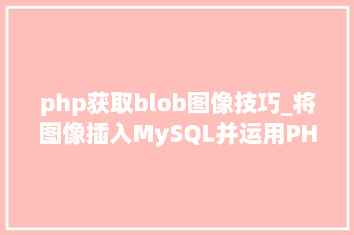 php获取blob图像技巧_将图像插入MySQL并运用PHP检索图像