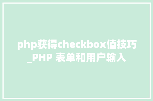 php获得checkbox值技巧_PHP 表单和用户输入