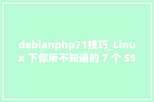 debianphp71技巧_Linux 下你所不知道的 7 个 SSH 敕令用法