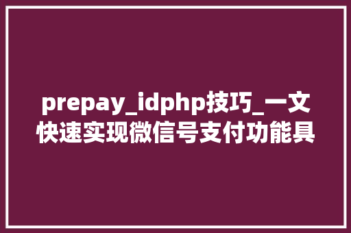 prepay_idphp技巧_一文快速实现微信号支付功能具体版建议收藏备用