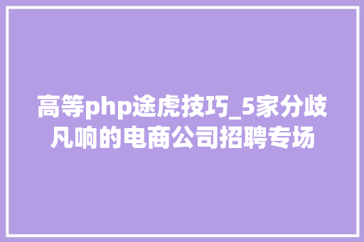 高等php途虎技巧_5家分歧凡响的电商公司招聘专场