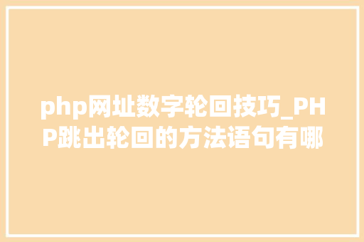 php网址数字轮回技巧_PHP跳出轮回的方法语句有哪些图文视频教程