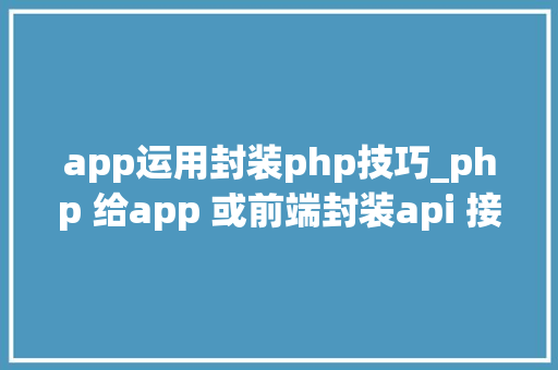 app运用封装php技巧_php 给app 或前端封装api 接口json格式