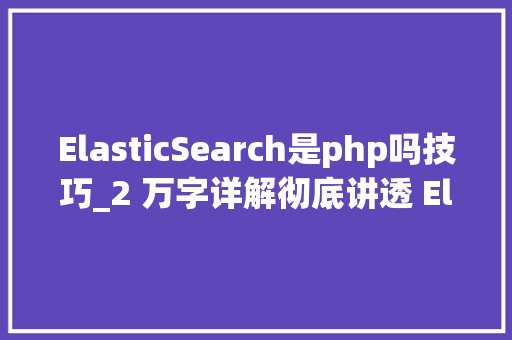 ElasticSearch是php吗技巧_2 万字详解彻底讲透 Elasticsearch