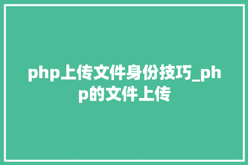 php上传文件身份技巧_php的文件上传