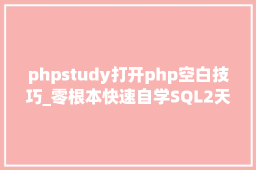 phpstudy打开php空白技巧_零根本快速自学SQL2天足矣