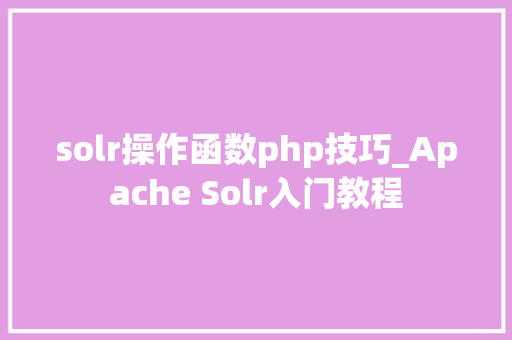 solr操作函数php技巧_Apache Solr入门教程