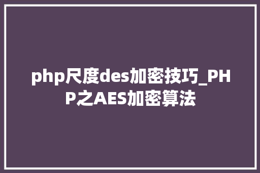 php尺度des加密技巧_PHP之AES加密算法