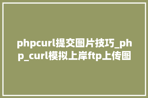 phpcurl提交图片技巧_php_curl模拟上岸ftp上传图片
