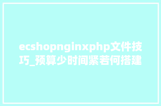 ecshopnginxphp文件技巧_预算少时间紧若何搭建一个功能完整的电商网站附赠传授教化视频