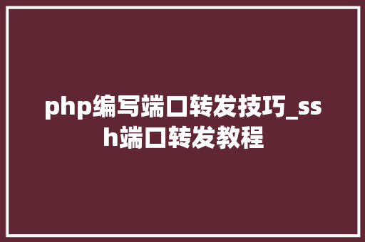 php编写端口转发技巧_ssh端口转发教程