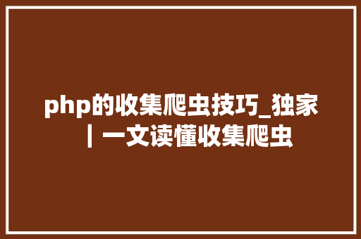 php的收集爬虫技巧_独家｜一文读懂收集爬虫