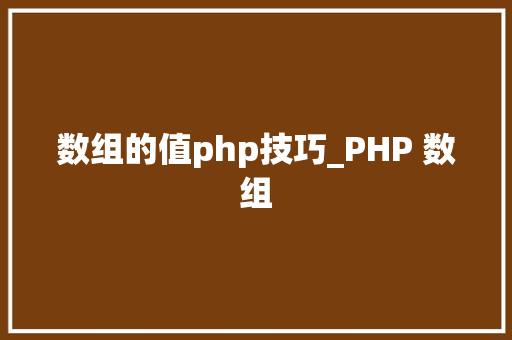 数组的值php技巧_PHP 数组