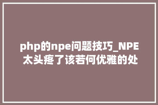 php的npe问题技巧_NPE 太头疼了该若何优雅的处理null
