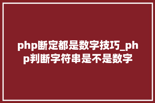 php断定都是数字技巧_php判断字符串是不是数字