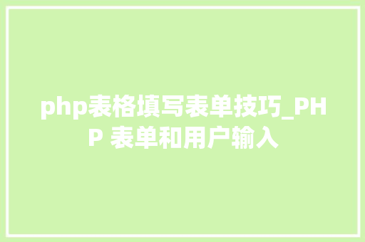php表格填写表单技巧_PHP 表单和用户输入