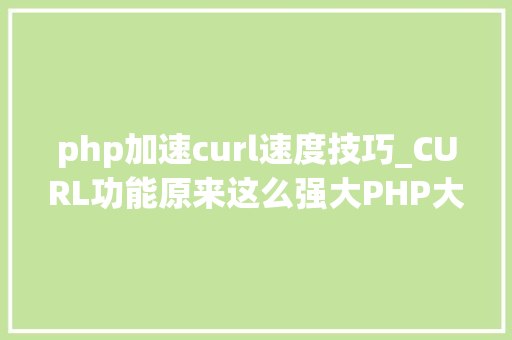 php加速curl速度技巧_CURL功能原来这么强大PHP大年夜神都在用