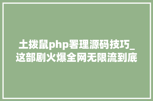 土拨鼠php署理源码技巧_这部剧火爆全网无限流到底是啥