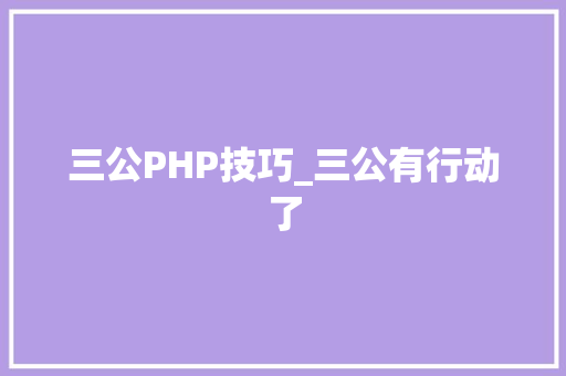 三公PHP技巧_三公有行动了