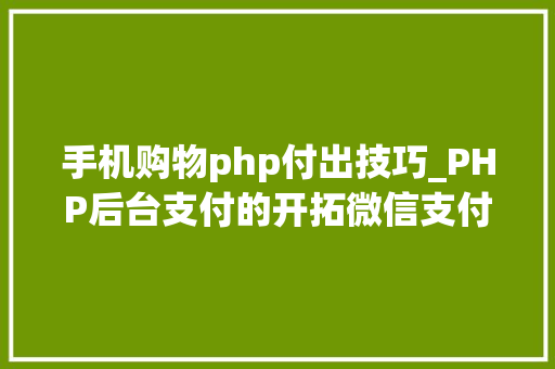 手机购物php付出技巧_PHP后台支付的开拓微信支付和支付宝支付