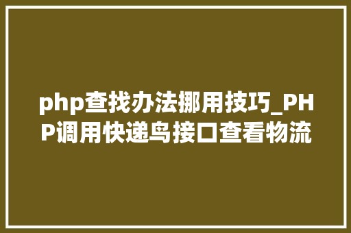 php查找办法挪用技巧_PHP调用快递鸟接口查看物流信息