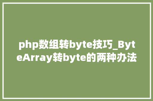 php数组转byte技巧_ByteArray转byte的两种办法