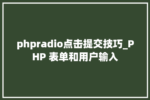 phpradio点击提交技巧_PHP 表单和用户输入