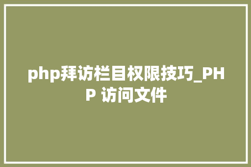 php拜访栏目权限技巧_PHP 访问文件