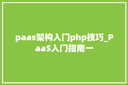 paas架构入门php技巧_PaaS入门指南一