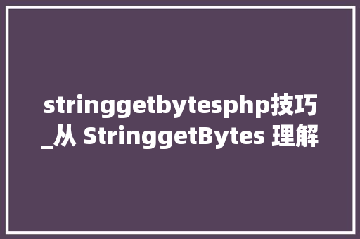 stringgetbytesphp技巧_从 StringgetBytes 理解 Java 编码和解码
