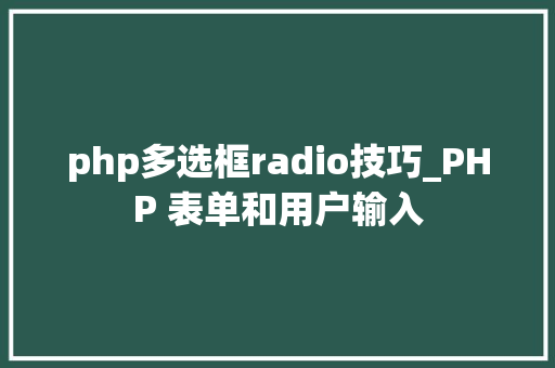 php多选框radio技巧_PHP 表单和用户输入
